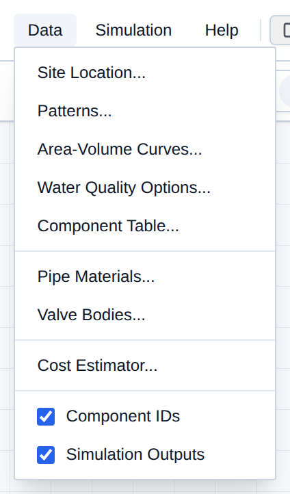 The Data Menu