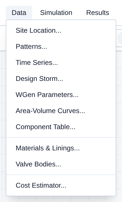 The Data Menu