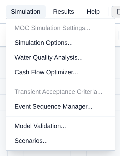The Simulation Menu