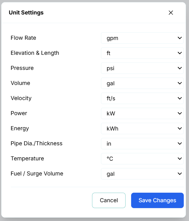 Unit Settings Modal